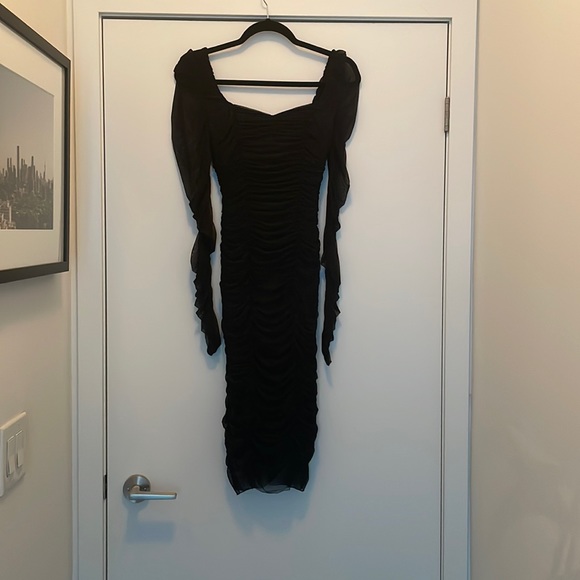 Black long-sleeve cocktail dress in size XS - Picture 1 of 2